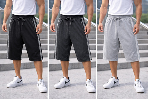 Mens fleece shorts three - shorts, 3/4