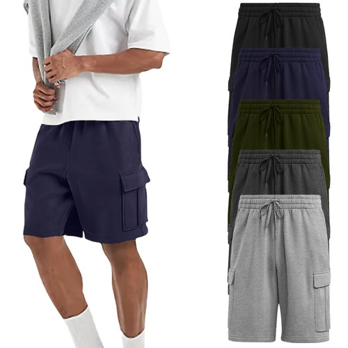 Mens cargo fleece shorts - fleece,