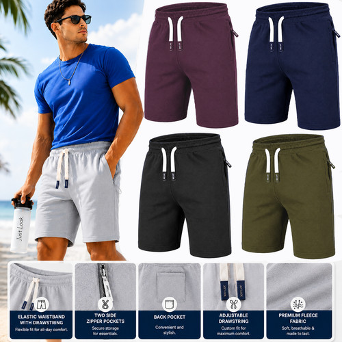 Mens fleece shorts with - shorts, zip