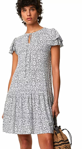 Jersey printed tie neck - printed, mini